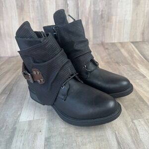 Global Win Women's 7.5 Black Moto Boots NO BOX EUC
